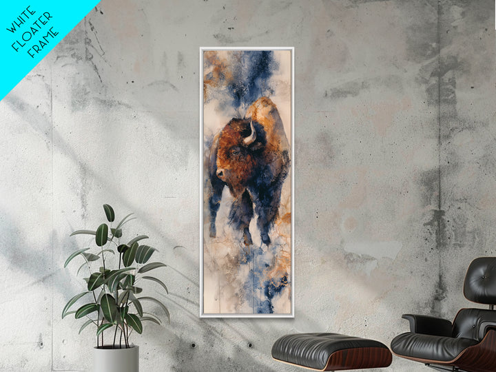 Lion Emerging from Golden Savanna Grass Framed Canvas Print, Wildlife Art, Textured Painting, Living Room Decor, Fine Art, Wild, WIL-1x3-61