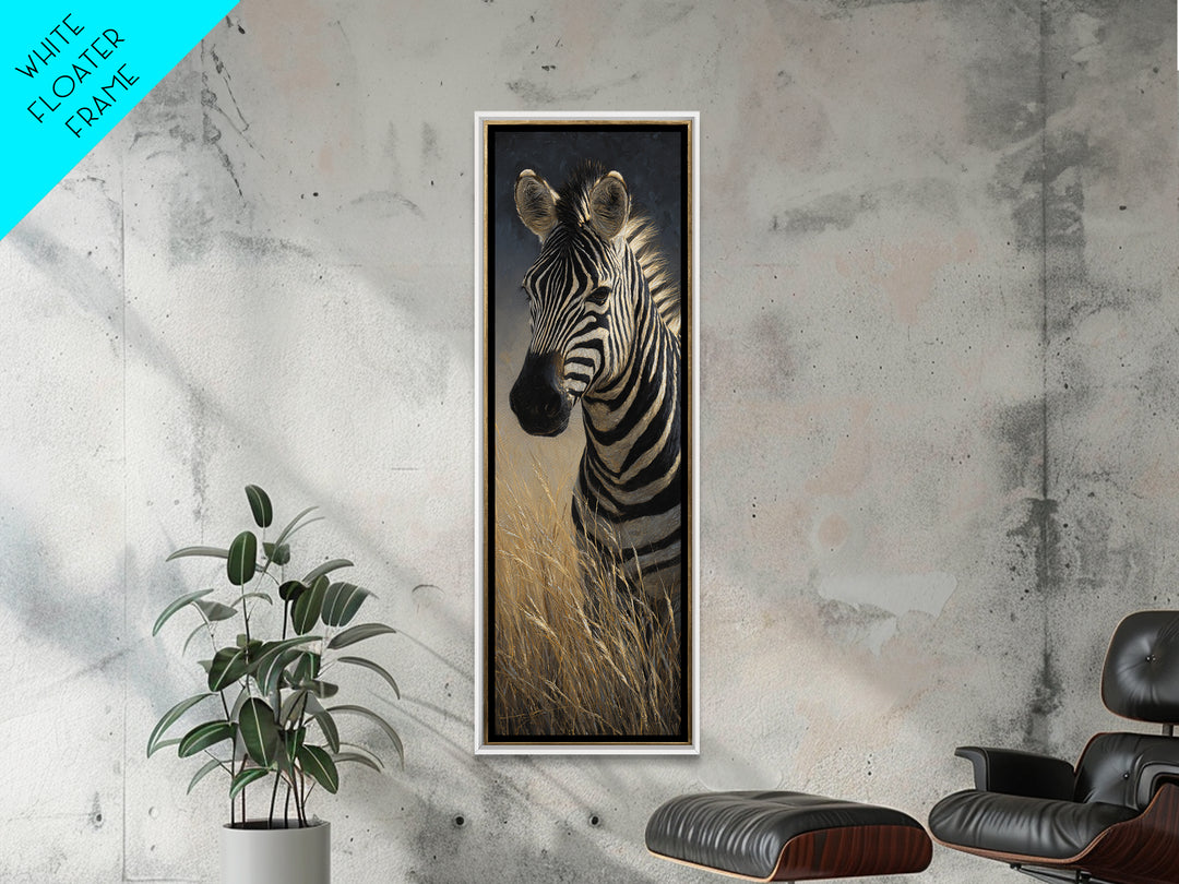 Zebra Herd in Graphic Black and White Framed Canvas Print, Wildlife Art, Landscape Art, Living Room Decor, Fine Art, Wild, WIL-1x3-71