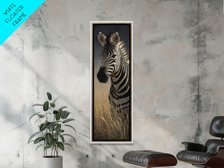 Zebra Herd in Graphic Black and White Framed Canvas Print, Wildlife Art, Landscape Art, Living Room Decor, Fine Art, Wild, WIL-1x3-71