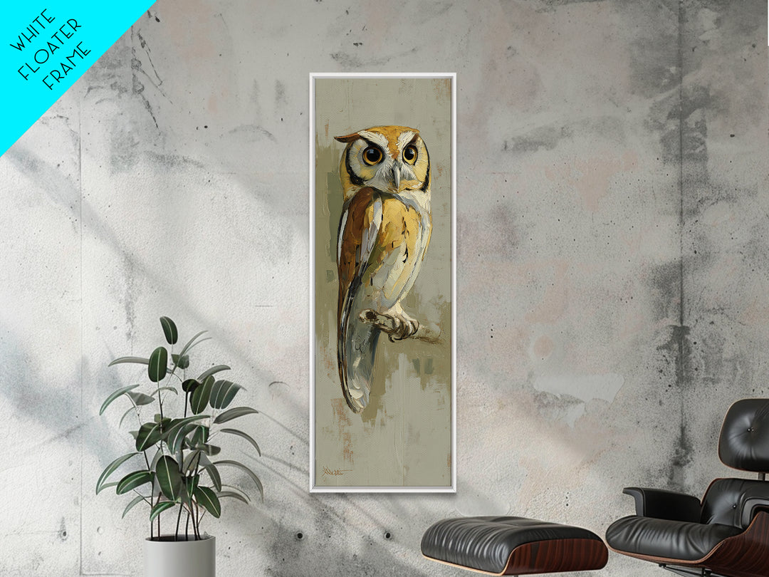 Owl Perched in Moonlit Woodland Canvas Print, Wildlife Art, Wall Art Print, Living Room Decor, Fine Art, Wild, Canvas Painting, WIL-1x3-72