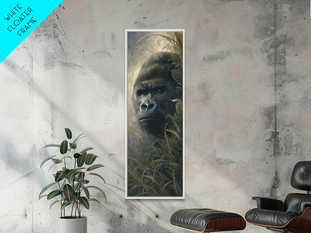 Gorilla Portrait with Powerful Gaze Canvas Print, Wildlife Art, Art Print, Living Room Decor, Fine Art, Wild, Digital Wall Art, WIL-1x3-77