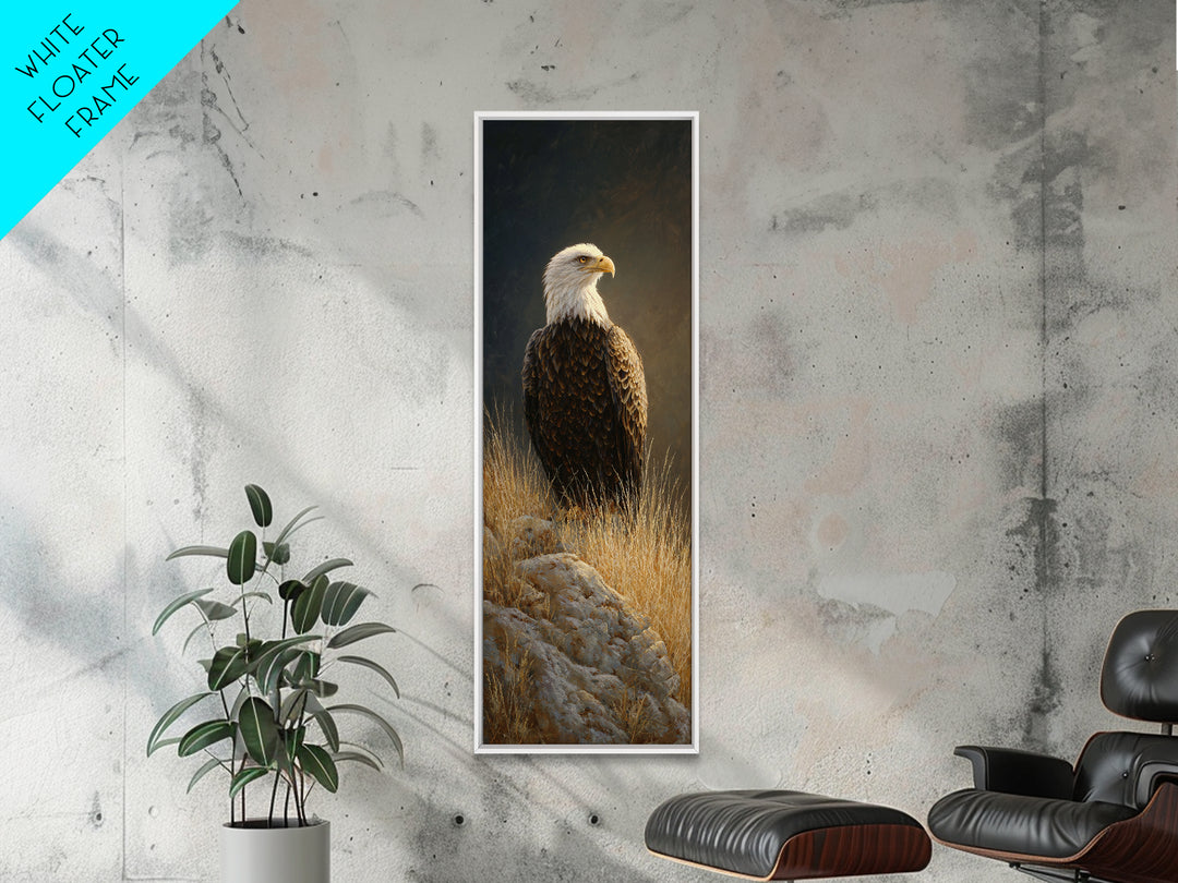 Eagle Soaring Above Rocky Cliffs Canvas Print, Wildlife Art, Art Print, Living Room Decor, Oil Painting, Wild, Digital Wall Art, WIL-1x3-90