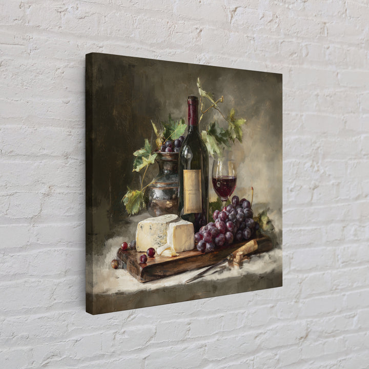 Charcuterie Board with Grapes and Cheese Canvas Print, Winery Art, Cocktail Wall Art, Winery Decor, Watercolor Art, Vineyard, WIN-1x1-13