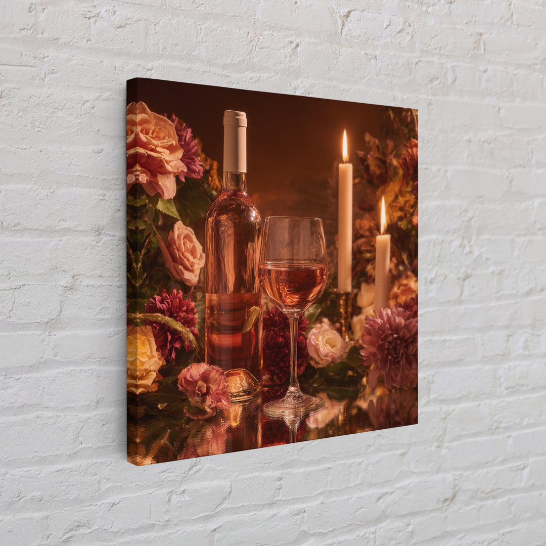 Ros Glass Beside Summer Flowers Canvas Print, Winery Art, Matisse Print, Winery Decor, Fine Art, Vineyard, Luxury Decor, WIN-1x1-14