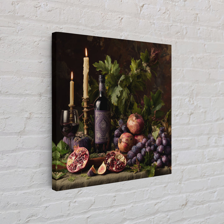 Pomegranate Figs and Red Wine Composition Canvas Print, Winery Art, Gallery Decor, Winery Decor, Fine Art, Vineyard, Wall Art, WIN-1x1-17