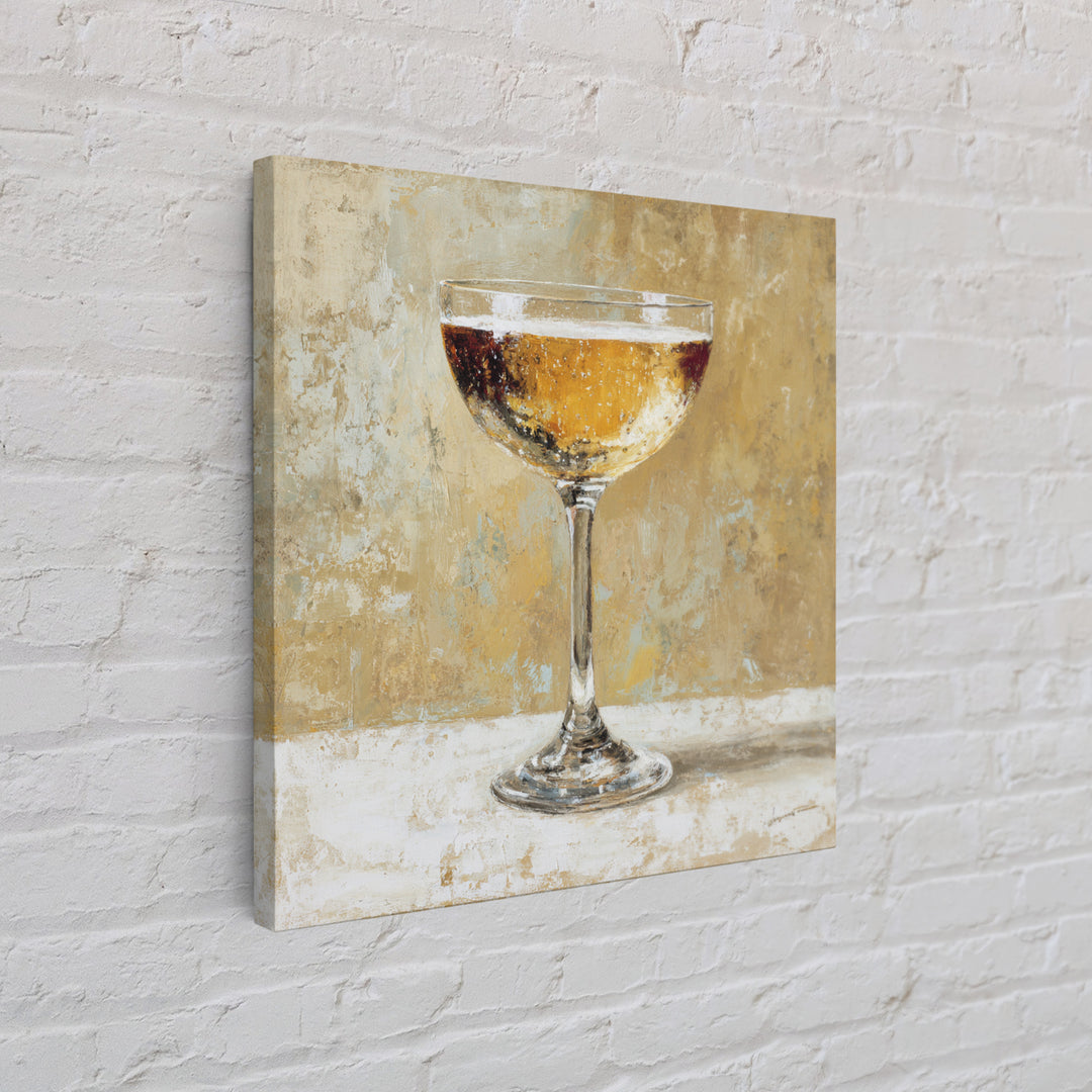 Champagne Coupe with Bubbles and Light Canvas Print, Winery Art, Kitchen Art, Winery Decor, Watercolor Art, Vineyard, WIN-1x1-19