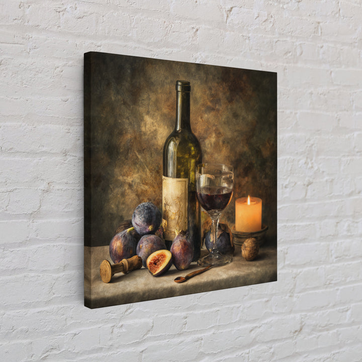 Wine Bottle and Glass Still Life Framed Canvas Print, Winery Art, Preppy Wall Art, Winery Decor, Vineyard, Statement Artwork, WIN-1x1-2