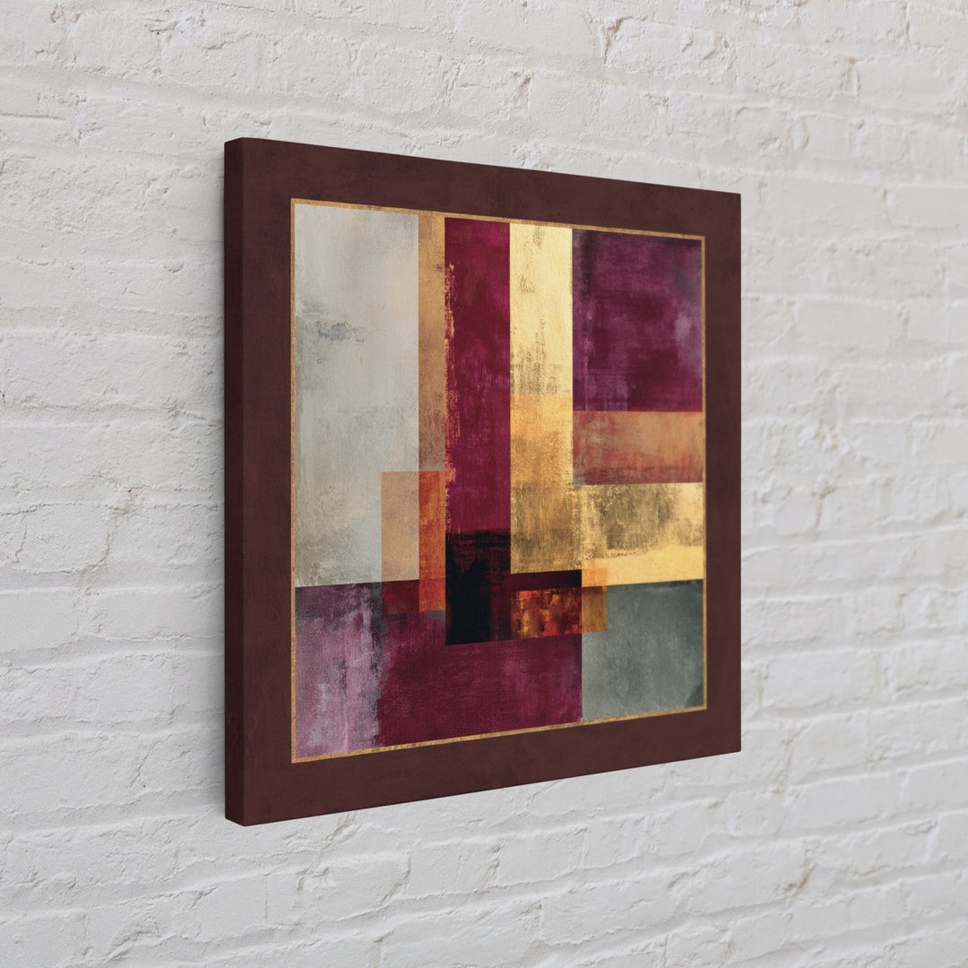 Burgundy Abstract with Gold Accents Canvas Print, Winery Art, Artwork, Winery Decor, Abstract Art, Vineyard, Bar Decor, WIN-1x1-23