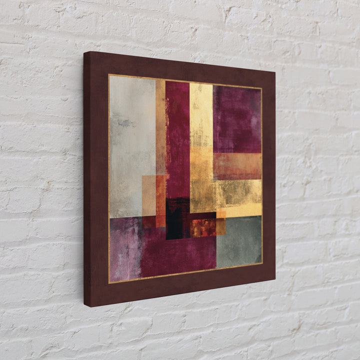 Burgundy Abstract with Gold Accents Canvas Print, Winery Art, Artwork, Winery Decor, Abstract Art, Vineyard, Bar Decor, WIN-1x1-23