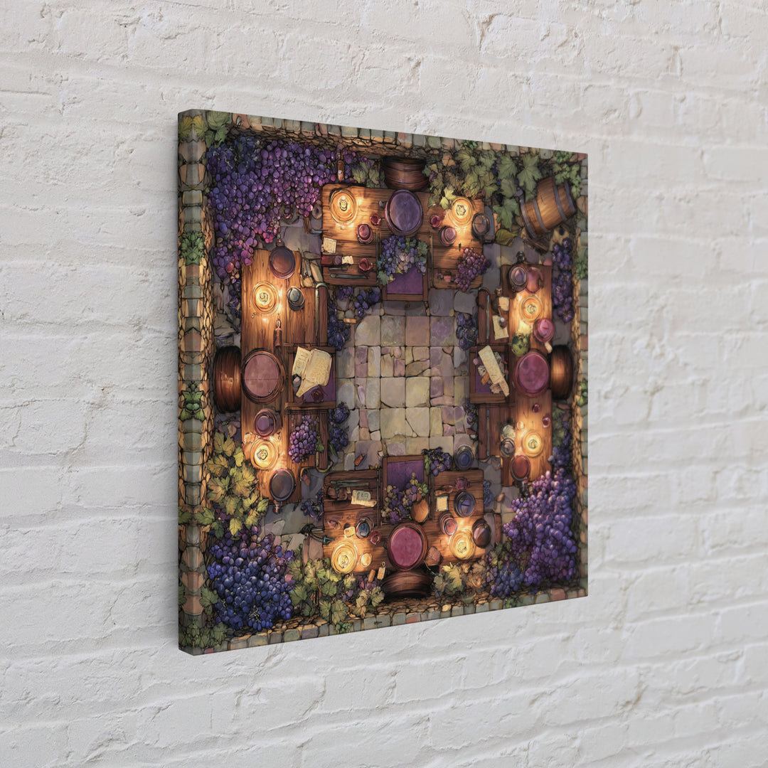 Wine Barrel with Lavender and Sunlight Canvas Print, Winery Art, Travel Poster, Winery Decor, Oil Painting, Vineyard, WIN-1x1-30