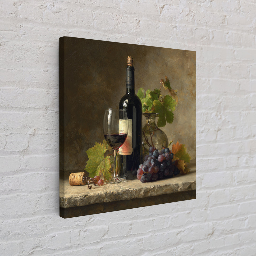 Wine Tasting Flight Rendered as Elegant Still Framed Canvas Print, Winery Art, Cocktail Wall Art, Winery Decor, Watercolor Art, WIN-1x1-34