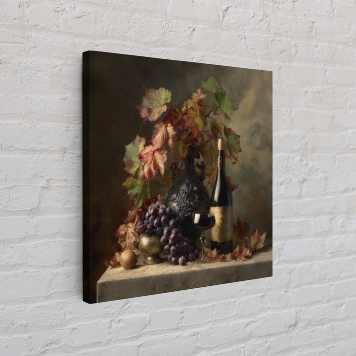 Vine Leaves Turning Autumn Red and Gold Canvas Print, Winery Art, Watercolor Painting, Winery Decor, Fine Art, Vineyard, WIN-1x1-35