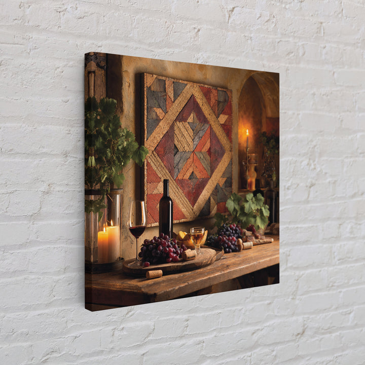 Corks Arranged as Geometric Pattern Framed Canvas Print, Winery Art, Landscape Art, Winery Decor, Fine Art, Vineyard, WIN-1x1-42