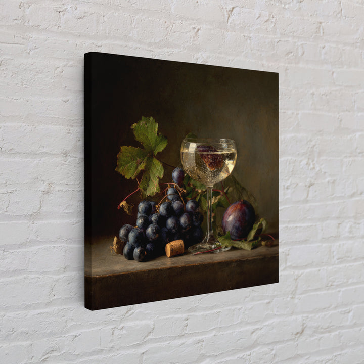 Champagne Coupe with Bubbles and Light Framed Canvas Print, Winery Art, Kitchen Wall Decor, Winery Decor, Oil Painting, WIN-1x1-43