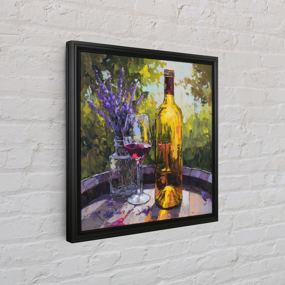 Wine Barrel with Lavender and Sunlight Canvas Print, Winery Art, Travel Poster, Winery Decor, Oil Painting, Vineyard, WIN-1x1-54