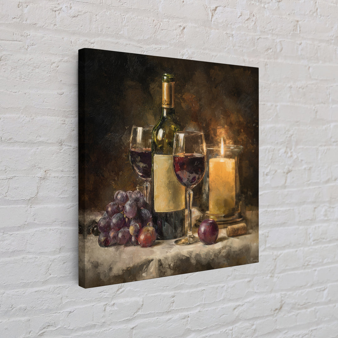 Wine Tasting Flight Rendered as Elegant Still Framed Canvas Print, Winery Art, Cocktail Wall Art, Winery Decor, Watercolor Art, WIN-1x1-58