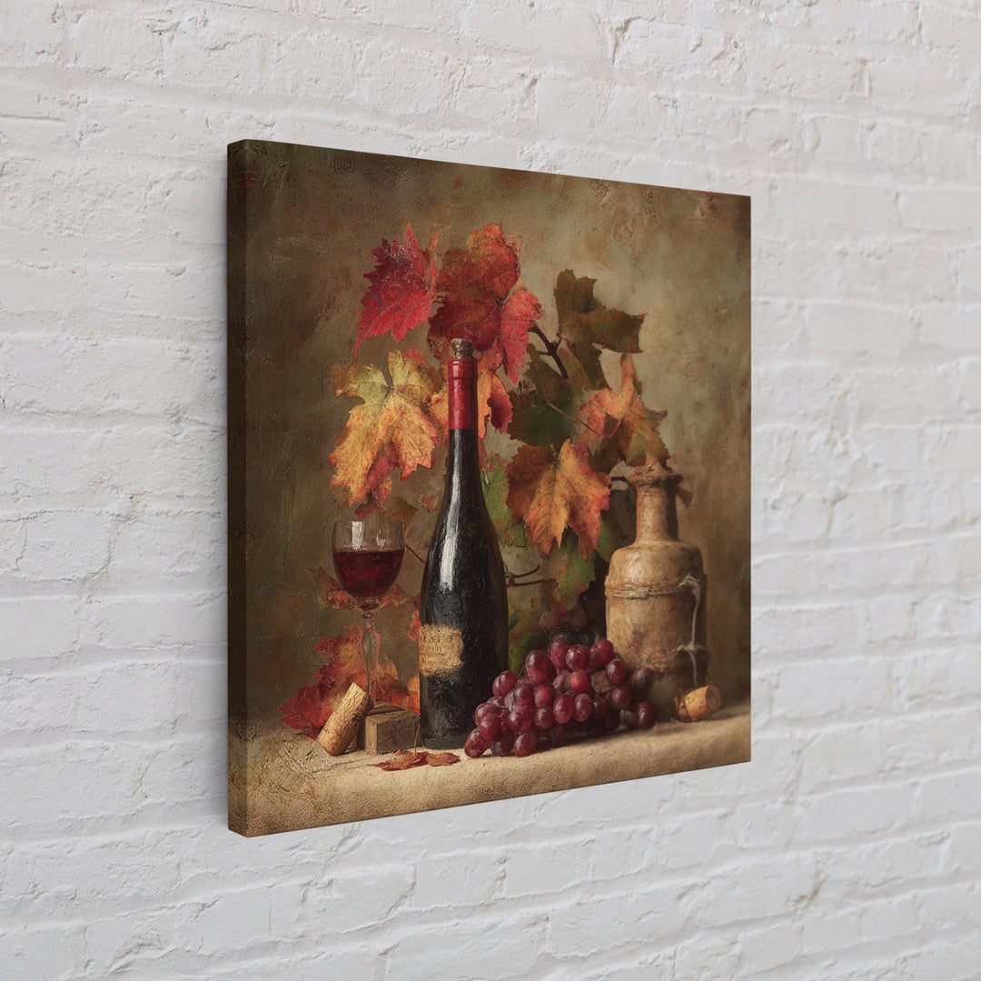 Vine Leaves Turning Autumn Red and Gold Canvas Print, Winery Art, Gallery Decor, Winery Decor, Fine Art, Vineyard, Wall Art, WIN-1x1-59