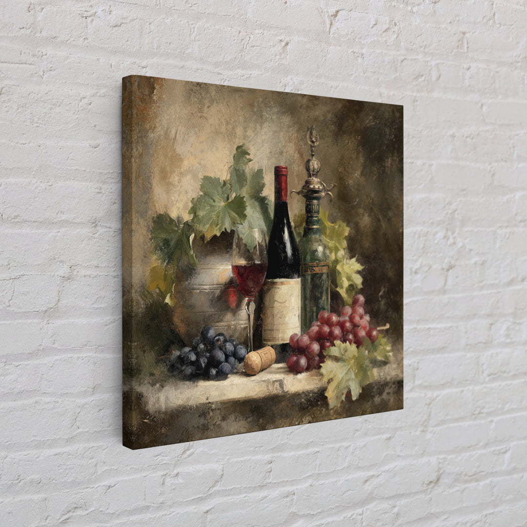 Old Cellar Key and Wine Label Shapes Canvas Print, Winery Art, Retro Wall Art, Winery Decor, Abstract Art, Vineyard, WIN-1x1-60