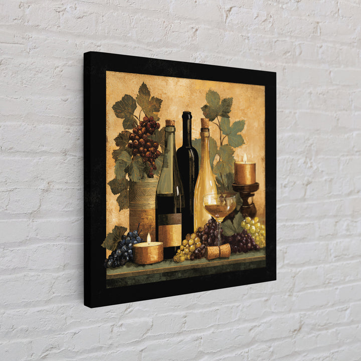 Black and Gold Wine Bottle Silhouette Framed Canvas Print, Winery Art, Wall Art Print, Winery Decor, Fine Art, Vineyard, WIN-1x1-64