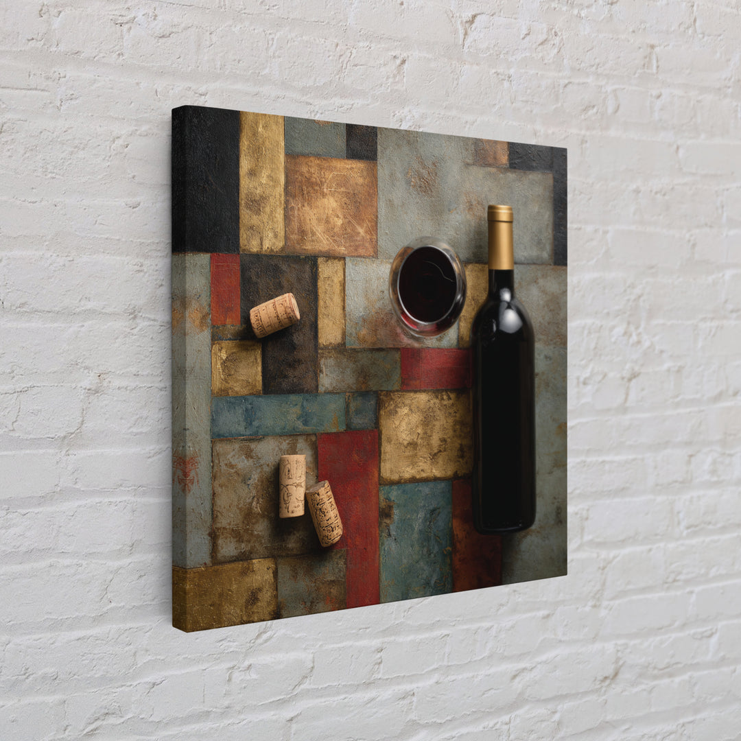 Corks Arranged as Geometric Pattern Framed Canvas Print, Winery Art, Landscape Art, Winery Decor, Fine Art, Vineyard, WIN-1x1-66