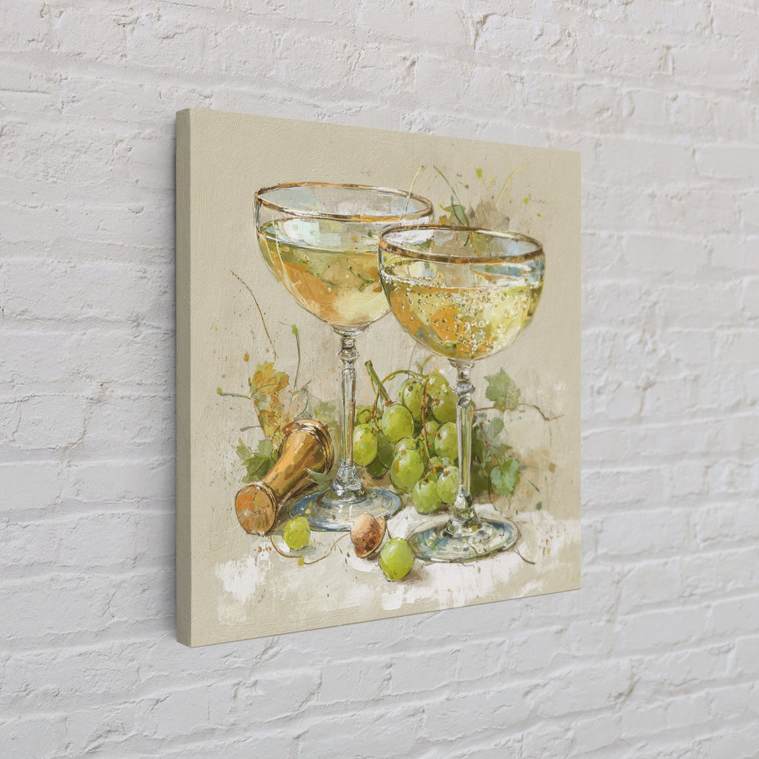 Champagne Coupe with Bubbles and Light Framed Canvas Print, Winery Art, Modern Decor, Winery Decor, Fine Art, Vineyard, WIN-1x1-67