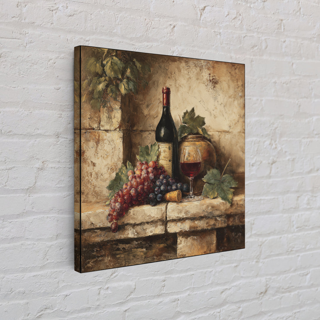 Italian Villa Vineyard Landscape Framed Canvas Print, Winery Art, Preppy Wall Art, Winery Decor, Oil Painting, Vineyard, WIN-1x1-68