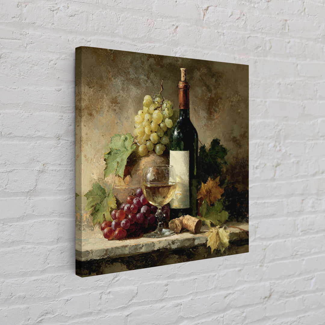 Wine Tasting Flight Rendered as Elegant Still Canvas Print, Winery Art, Boho Decor, Winery Decor, Oil Painting, Vineyard, WIN-1x1-82