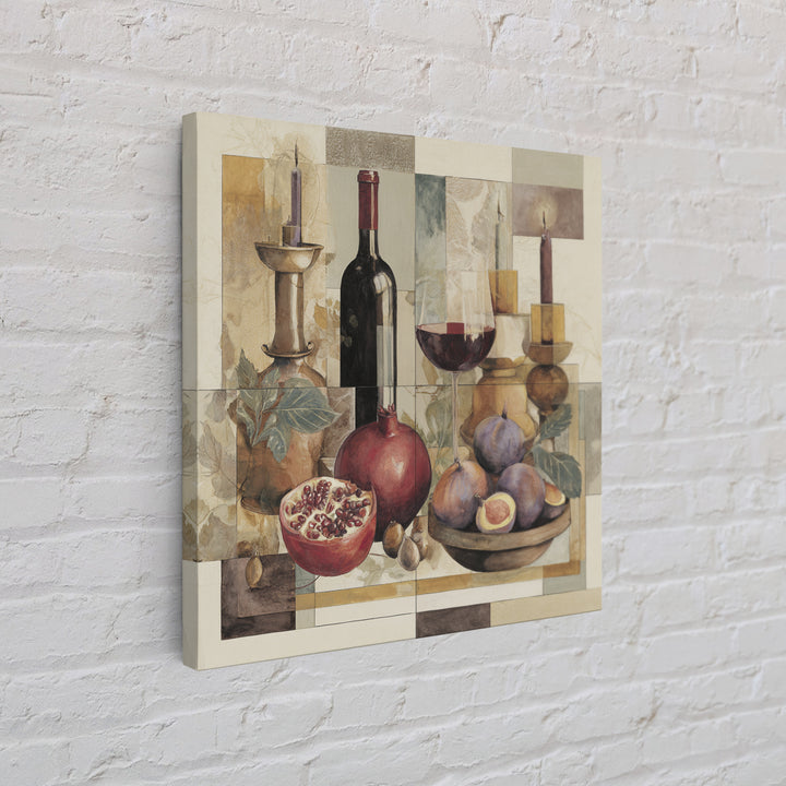 Pomegranate Figs and Red Wine Composition Canvas Print, Winery Art, Contemporary Art, Winery Decor, Fine Art, Vineyard, WIN-1x1-89