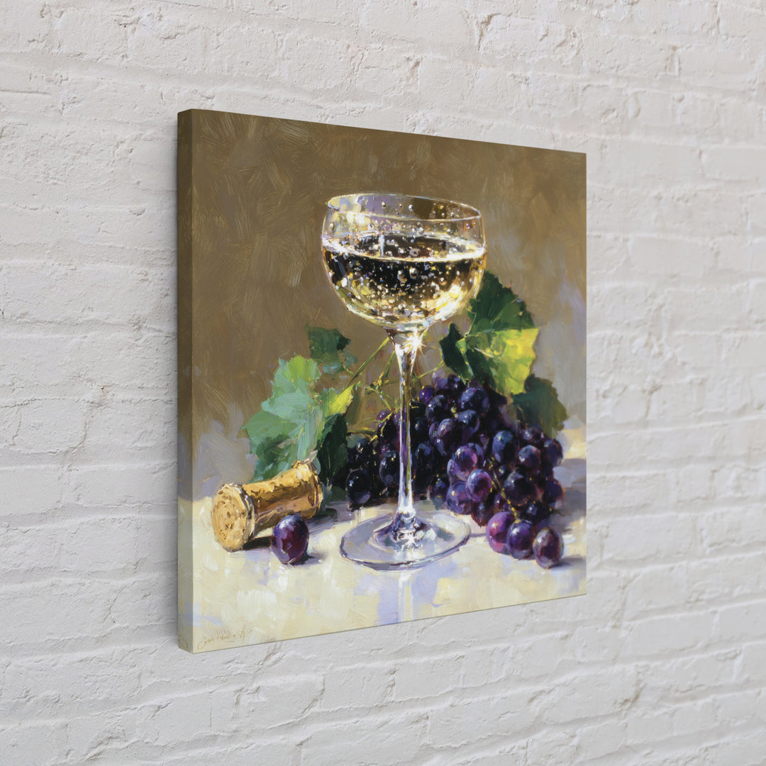 Champagne Coupe with Bubbles and Light Canvas Print, Winery Art, Room Decor, Winery Decor, Fine Art, Vineyard, WIN-1x1-91
