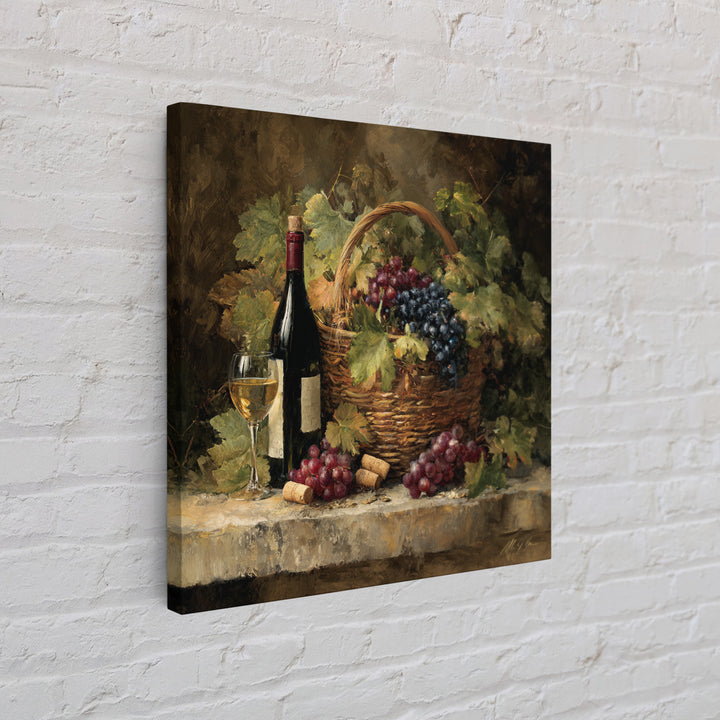 Wine Harvest Basket Canvas Print, Winery Art, Modern Decor, Winery Decor, Fine Art, Vineyard, Wall Decor, Painting, Art Print, WIN-1x1-94
