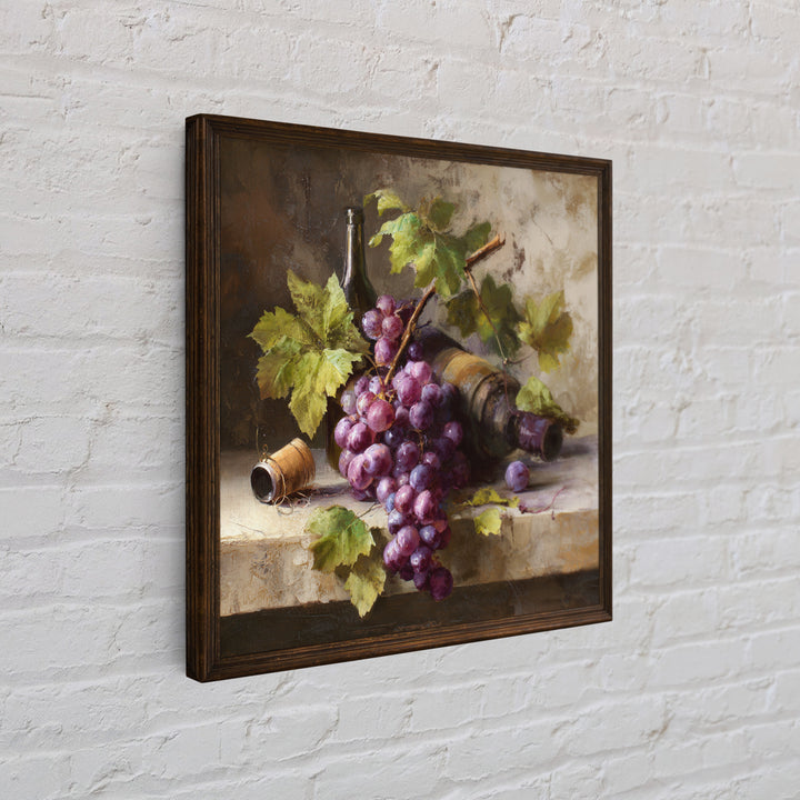 Grapevine Branch with Purple Grapes and Leaves Canvas Print, Winery Art, Art Print, Winery Decor, Fine Art, Vineyard, WIN-1x1-97