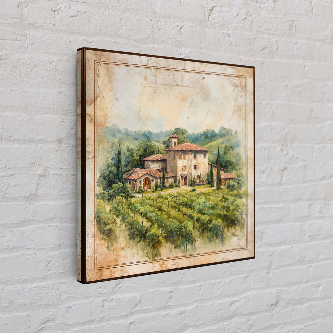 Tuscan Vineyard at Golden Hour Canvas Print, Winery Art, Wall Decor, Winery Decor, Vineyard, Kitchen Art, Living Room Decor, WIN-1x1-99