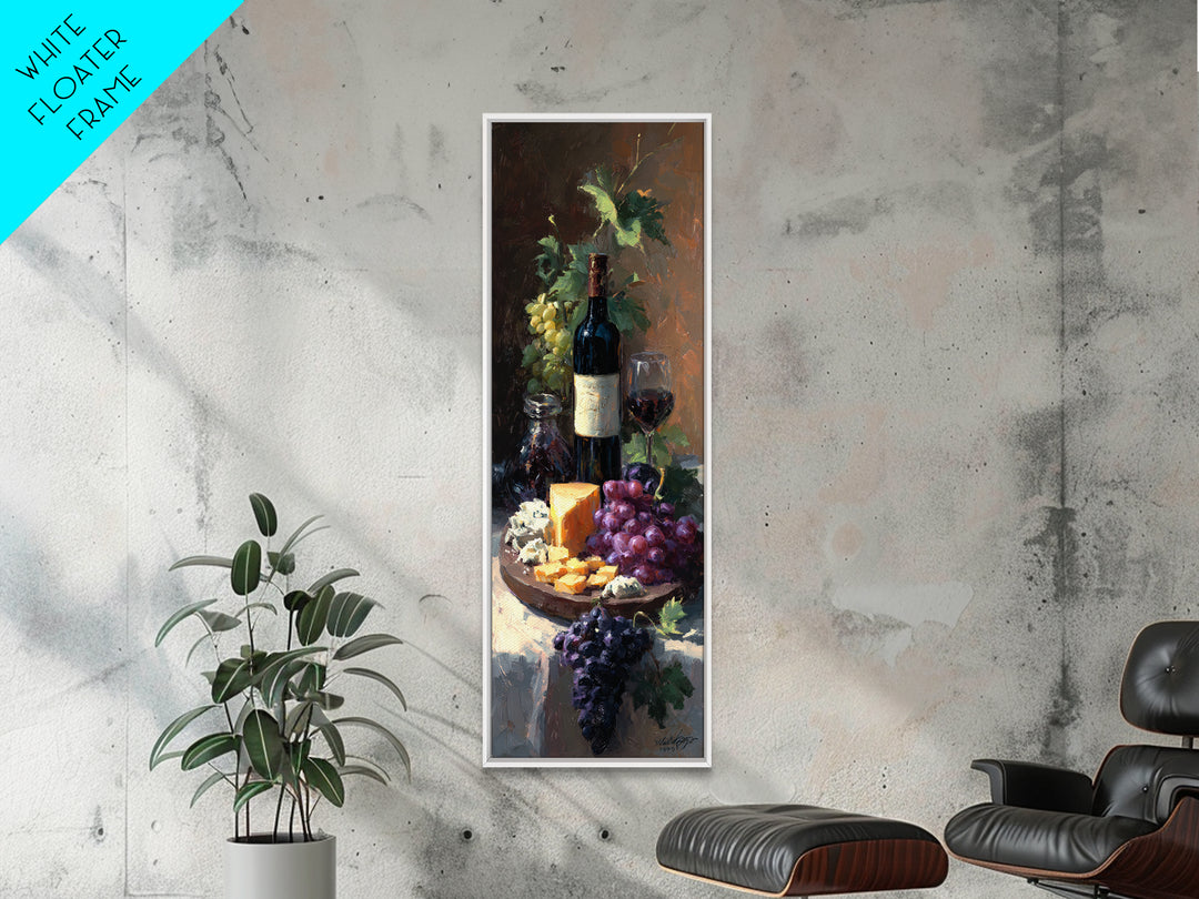 Charcuterie Board with Grapes and Cheese Canvas Print, Winery Art, Cocktail Wall Art, Winery Decor, Watercolor Art, Vineyard, WIN-1x3-1