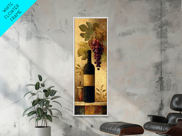 Black and Gold Wine Bottle Silhouette Canvas Print, Winery Art, Bar Art, Winery Decor, Fine Art, Vineyard, Textured Painting, WIN-1x3-100