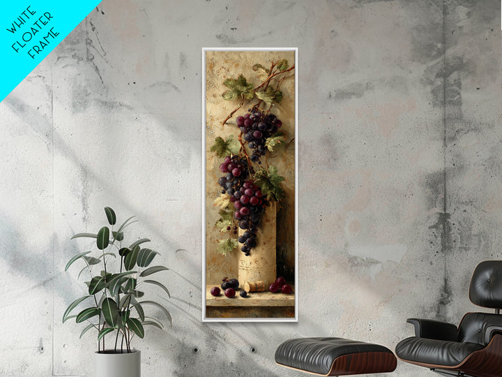 Grapevine Branch with Purple Grapes and Leaves Canvas Print, Winery Art, Minimalist Decor, Winery Decor, Oil Painting, Vineyard, WIN-1x3-13