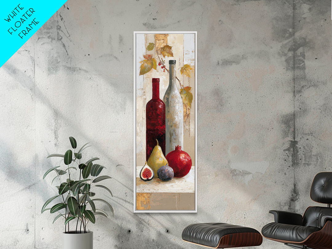 Pomegranate Figs and Red Wine Composition Framed Canvas Print, Winery Art, Textured Painting, Winery Decor, Fine Art, Vineyard, WIN-1x3-29