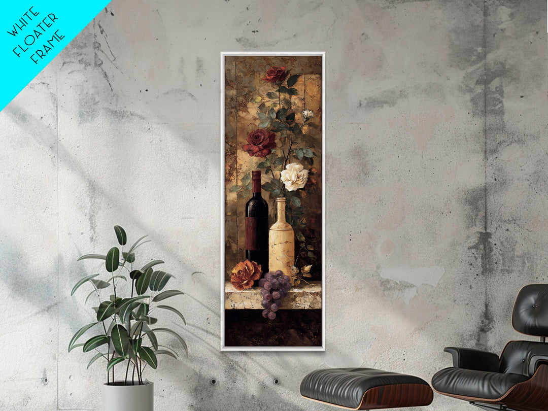 Vineyard Gate with Climbing Roses Framed Canvas Print, Winery Art, Oil Painting, Winery Decor, Watercolor Art, Vineyard, WIN-1x3-3