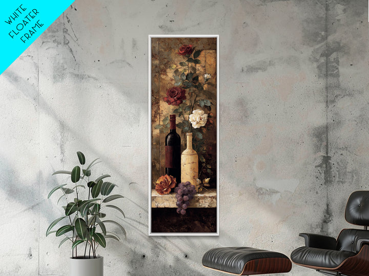 Vineyard Gate with Climbing Roses Framed Canvas Print, Winery Art, Oil Painting, Winery Decor, Watercolor Art, Vineyard, WIN-1x3-3