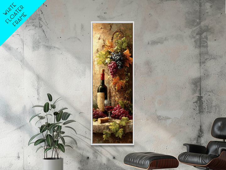 Wine Harvest Basket Framed Canvas Print, Winery Art, Cocktail Wall Art, Winery Decor, Watercolor Art, Vineyard, WIN-1x3-34