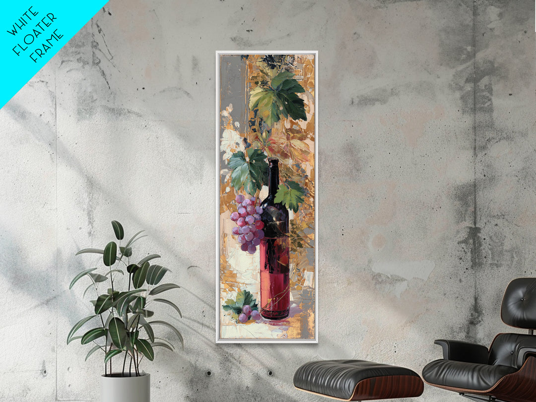 Burgundy Abstract with Gold Accents Canvas Print, Winery Art, Artwork, Winery Decor, Abstract Art, Vineyard, Bar Decor, WIN-1x3-35
