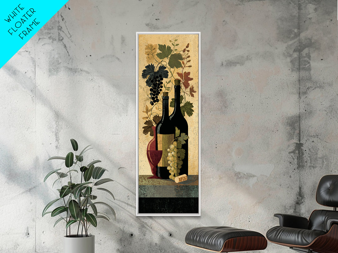 Black and Gold Wine Bottle Silhouette Framed Canvas Print, Winery Art, Minimalist Decor, Winery Decor, Fine Art, Vineyard, WIN-1x3-4