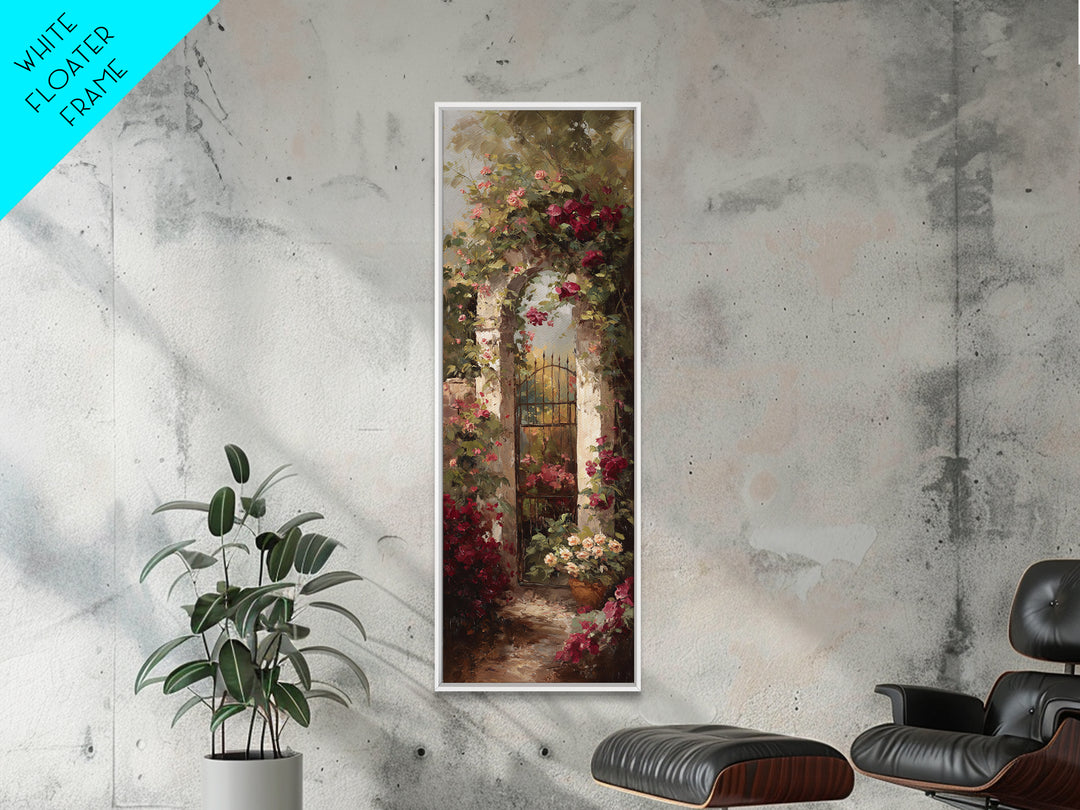 Vineyard Gate with Climbing Roses Canvas Print, Winery Art, Landscape Art, Winery Decor, Abstract Art, Vineyard, Room Decor, WIN-1x3-51