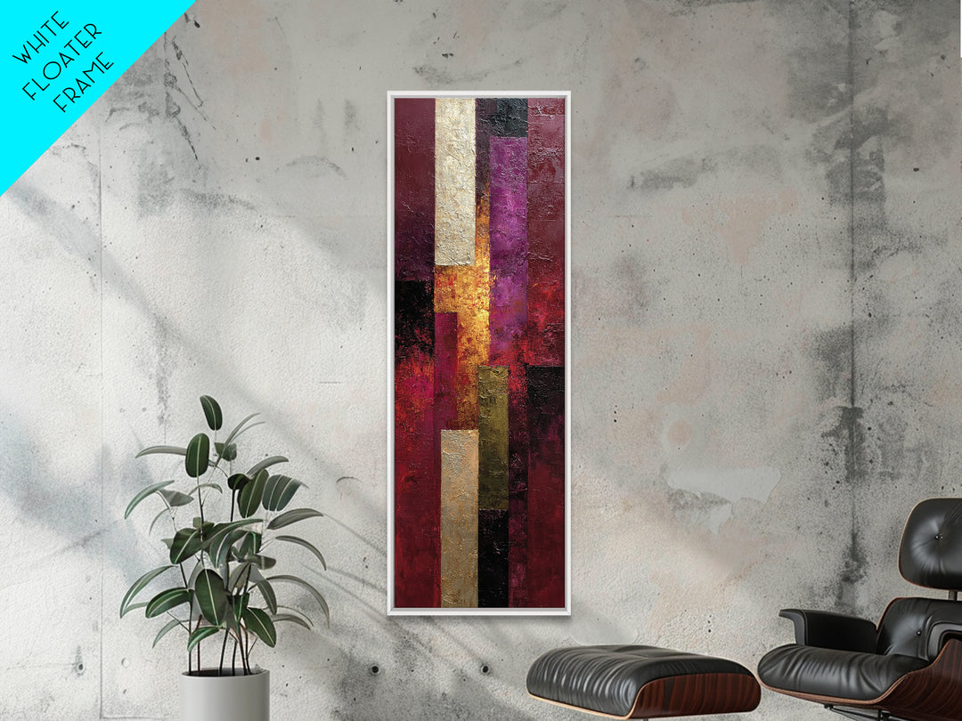 Burgundy Abstract with Gold Accents Canvas Print, Winery Art, Preppy Wall Art, Winery Decor, Vineyard, Statement Artwork, WIN-1x3-59