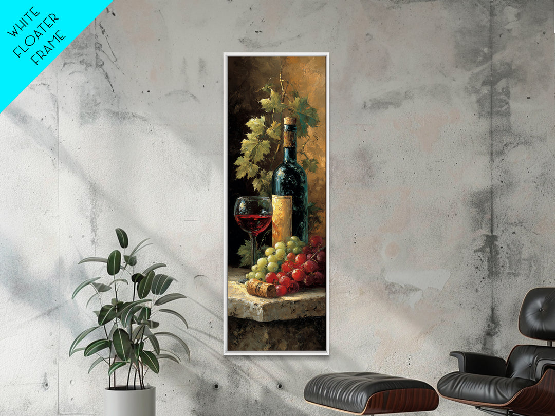 Olive Branch and Wine Glass Mediterranean Still Canvas Print, Winery Art, Kitchen Decor, Winery Decor, Fine Art, Vineyard, WIN-1x3-60