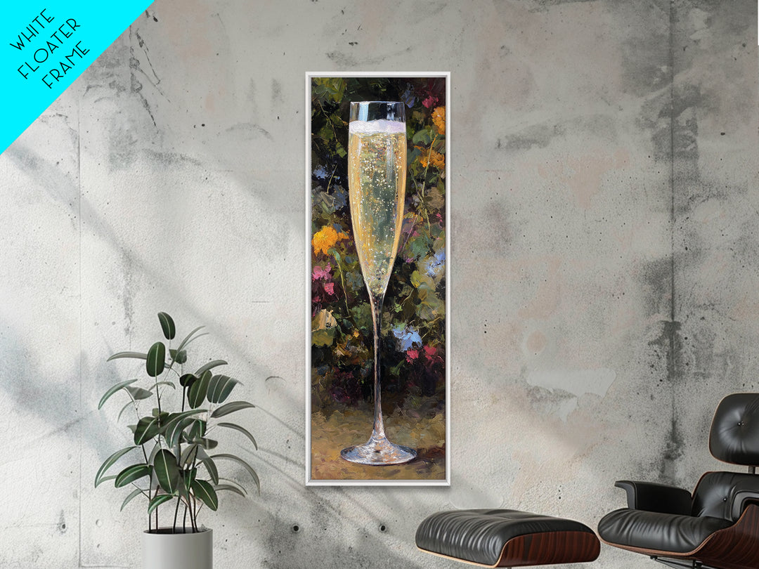 Champagne Coupe with Bubbles and Light Canvas Print, Winery Art, Wall Hanging, Winery Decor, Vineyard, Preppy Wall Art, WIN-1x3-7