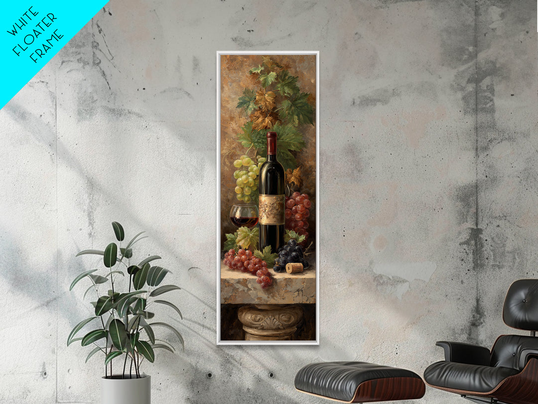 Wine Tasting Flight Rendered as Elegant Still Framed Canvas Print, Winery Art, Modern Decor, Winery Decor, Fine Art, Vineyard, WIN-1x3-70