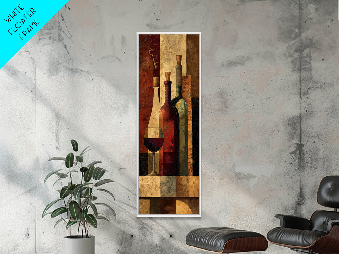 Old Cellar Key and Wine Label Shapes Canvas Print, Winery Art, Retro Wall Art, Winery Decor, Abstract Art, Vineyard, WIN-1x3-72