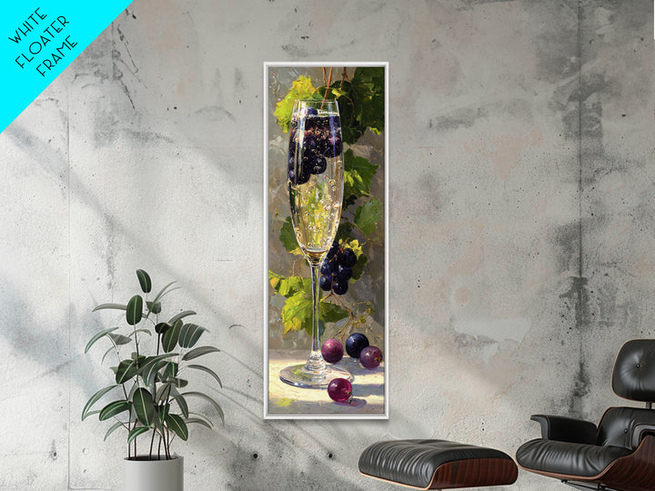 Champagne Coupe with Bubbles and Light Framed Canvas Print, Winery Art, Bar Art, Winery Decor, Fine Art, Vineyard, WIN-1x3-79