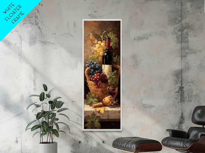 Wine Harvest Basket Canvas Print, Winery Art, Boho Decor, Winery Decor, Oil Painting, Vineyard, Art Print, Printable Wall Art, WIN-1x3-82