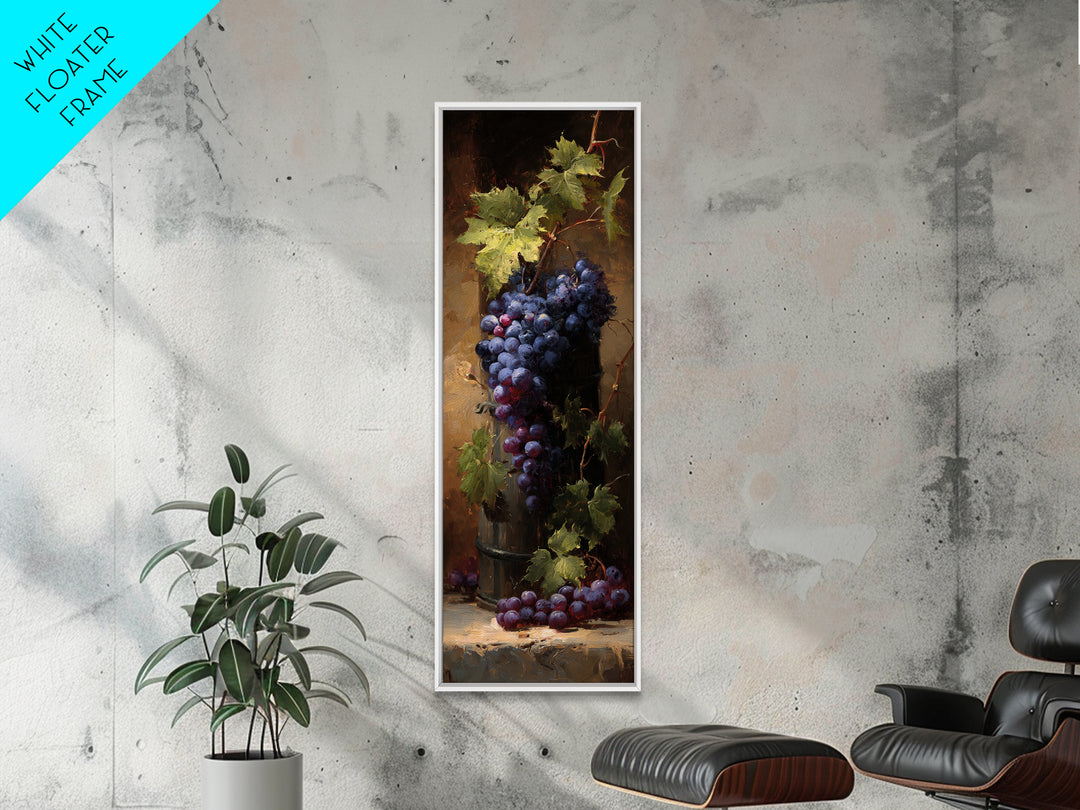 Grapevine Branch with Purple Grapes and Leaves Canvas Print, Winery Art, Wall Hanging, Winery Decor, Watercolor Art, Vineyard, WIN-1x3-85